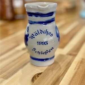 Blue and White Clay Pitcher